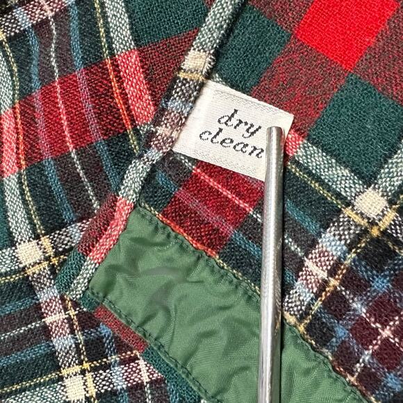 Vintage 60s Pendleton Red Green Plaid Wool Flannel Button Down Shirt Tartan Sz M - Picture 6 of 7